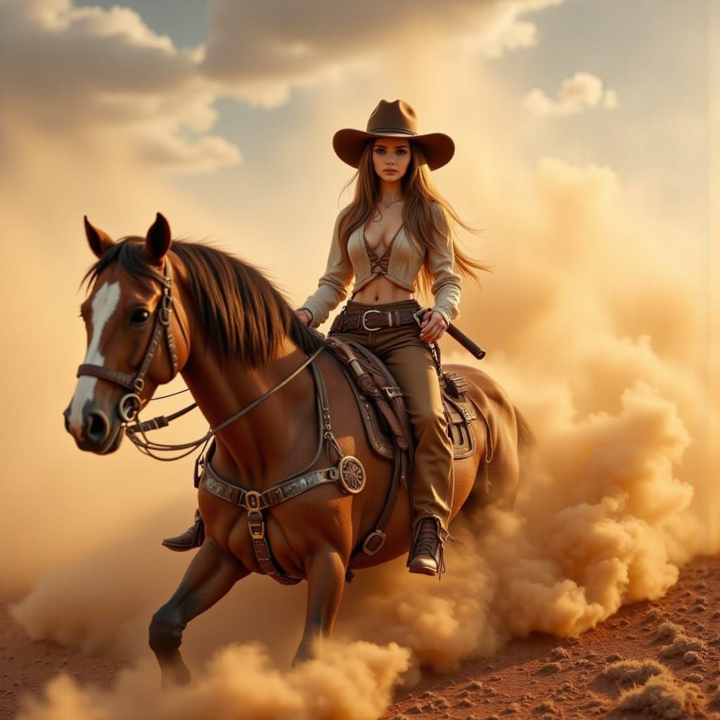 Cowgirl BJD in a Dusty Old West Desert Storm