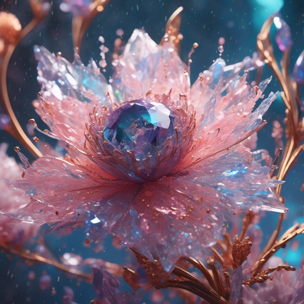 Holographic Pastel Flower in Detailed Matte Painting