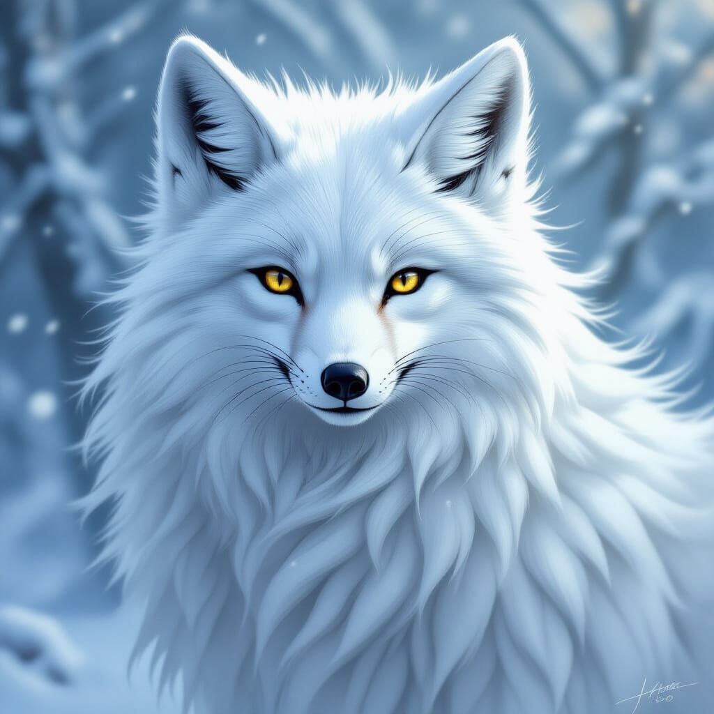 Mythical Griffin Arctic Fox Hybrid Creature