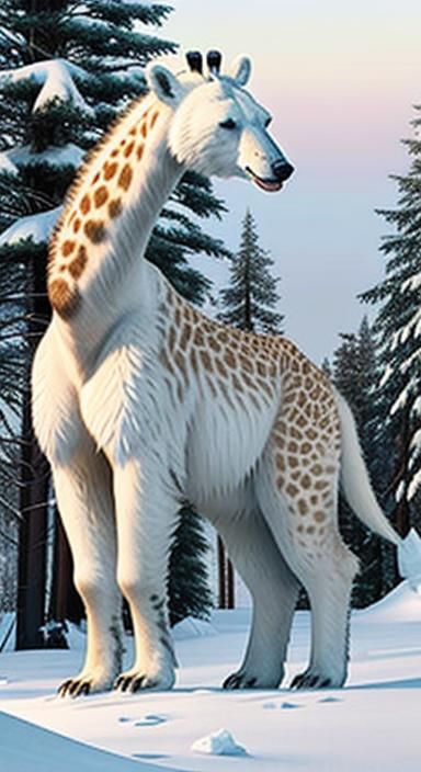 Polar Bear Giraffe Hybrid Fusion: High Quality