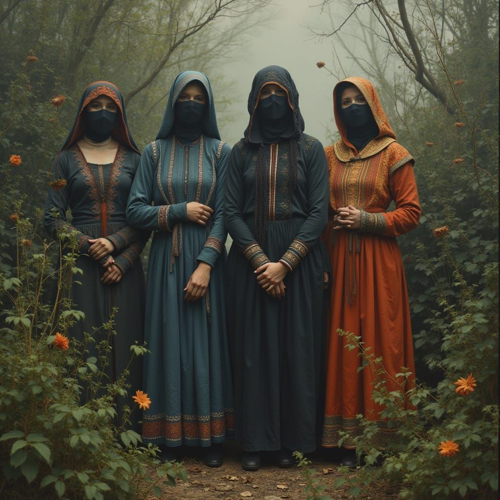 Women in Ancestral Healing Rituals, Blending Realism and Sur...