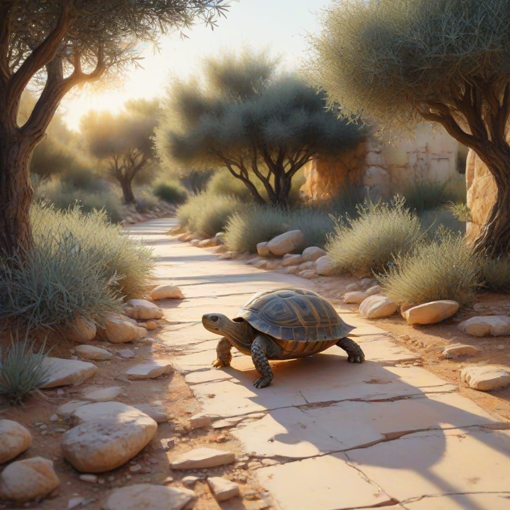 Ancient Mediterranean Olive Grove in Vibrant Sunset Hues