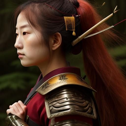 Samurai Warrior in Ukiyo-e Style Forest