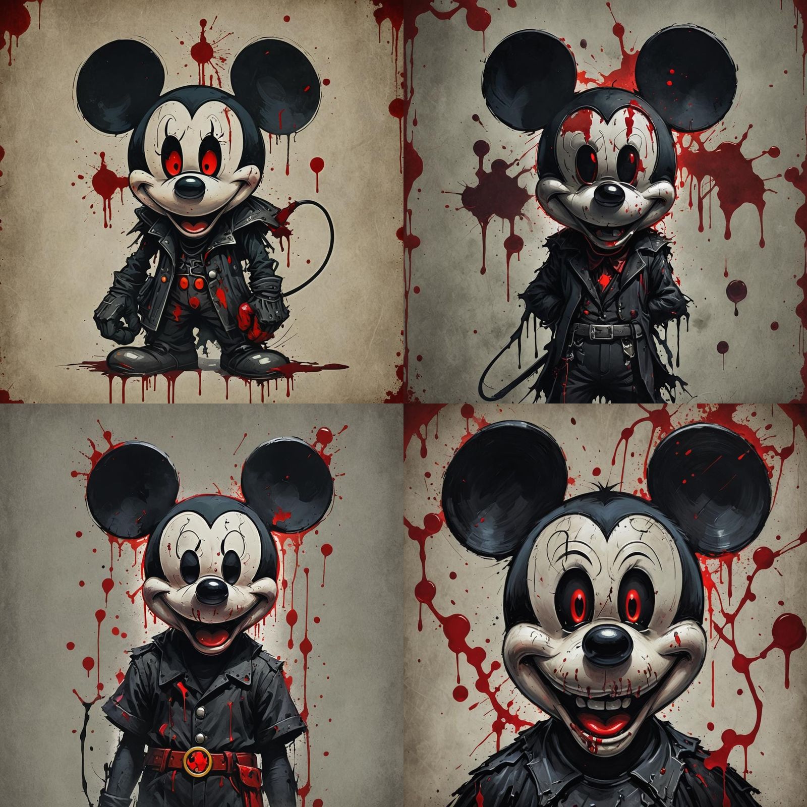 Villainous Cartoon Mouse with Glowing Red Eyes