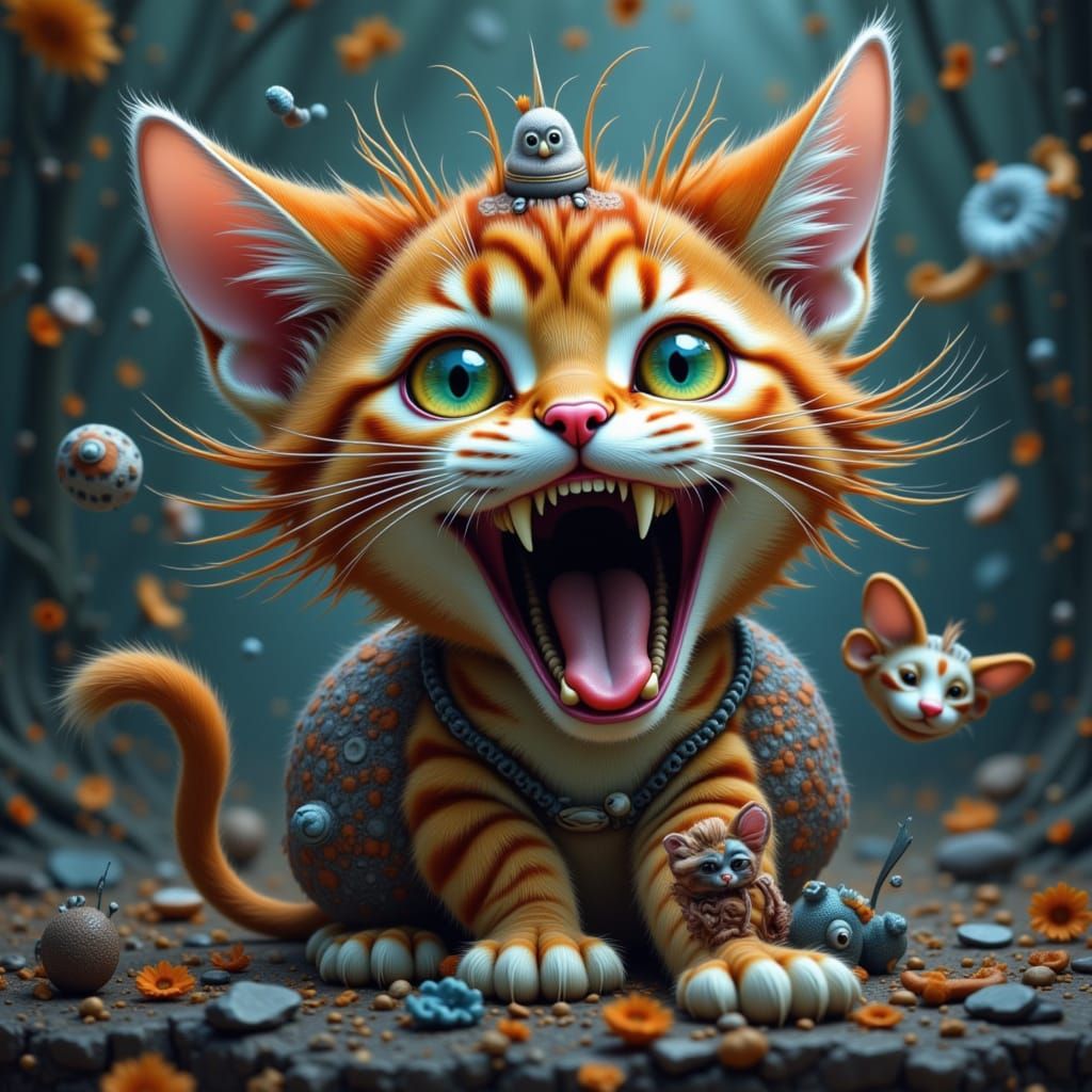 deranged long haired kitty cat