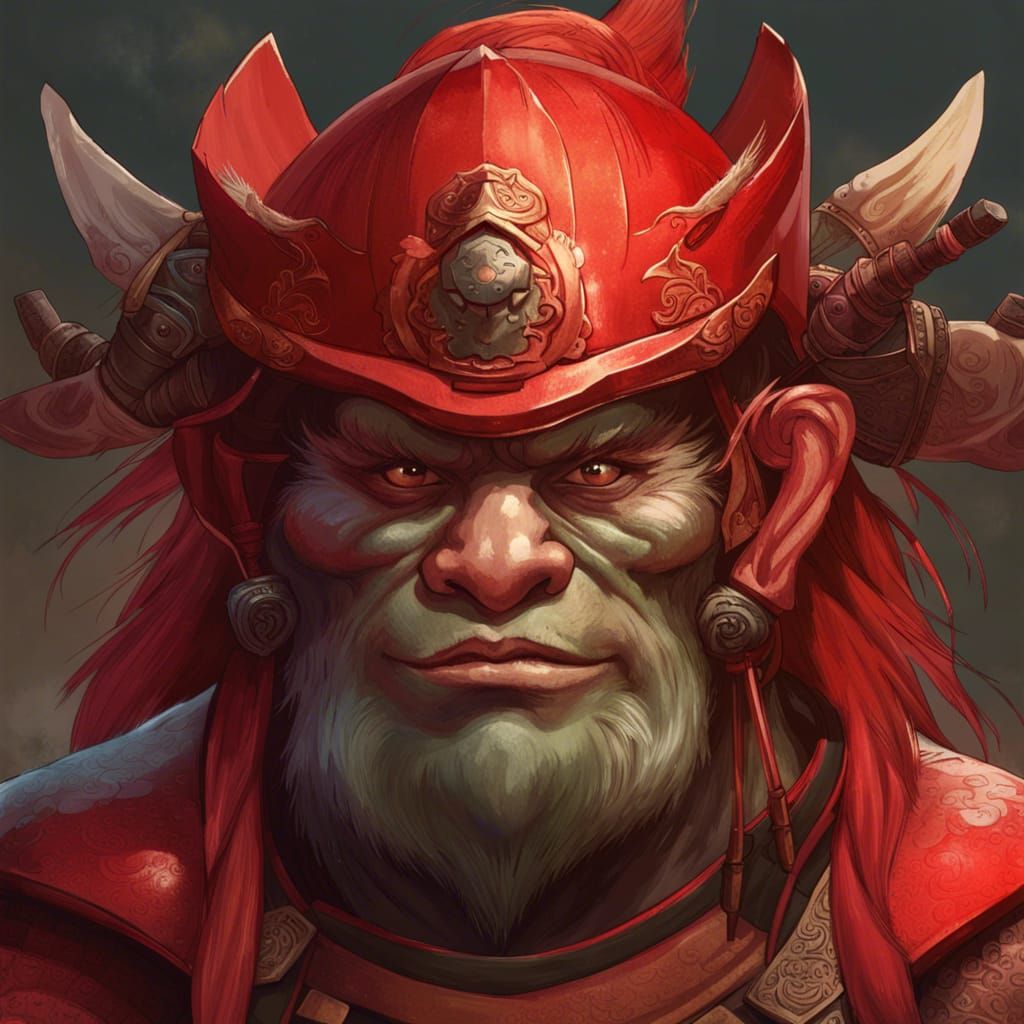 Armored Troll Samurai: Fantasy Portrait in 8K