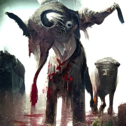 Sinister Toilet Paper Attacks Animals in Dark Fantasy Style