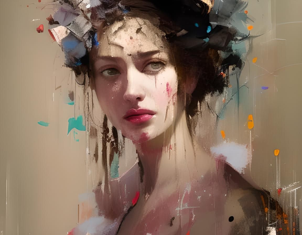 Victorian Portrait of Desdemona with Paint Splatter