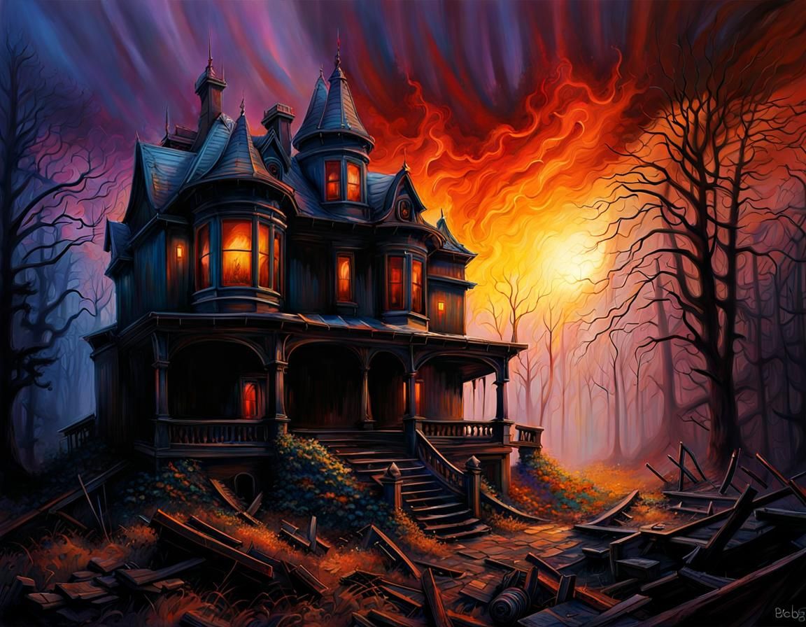 Post-Apocalyptic House in Sunlight: Photorealistic Gothic Ar...