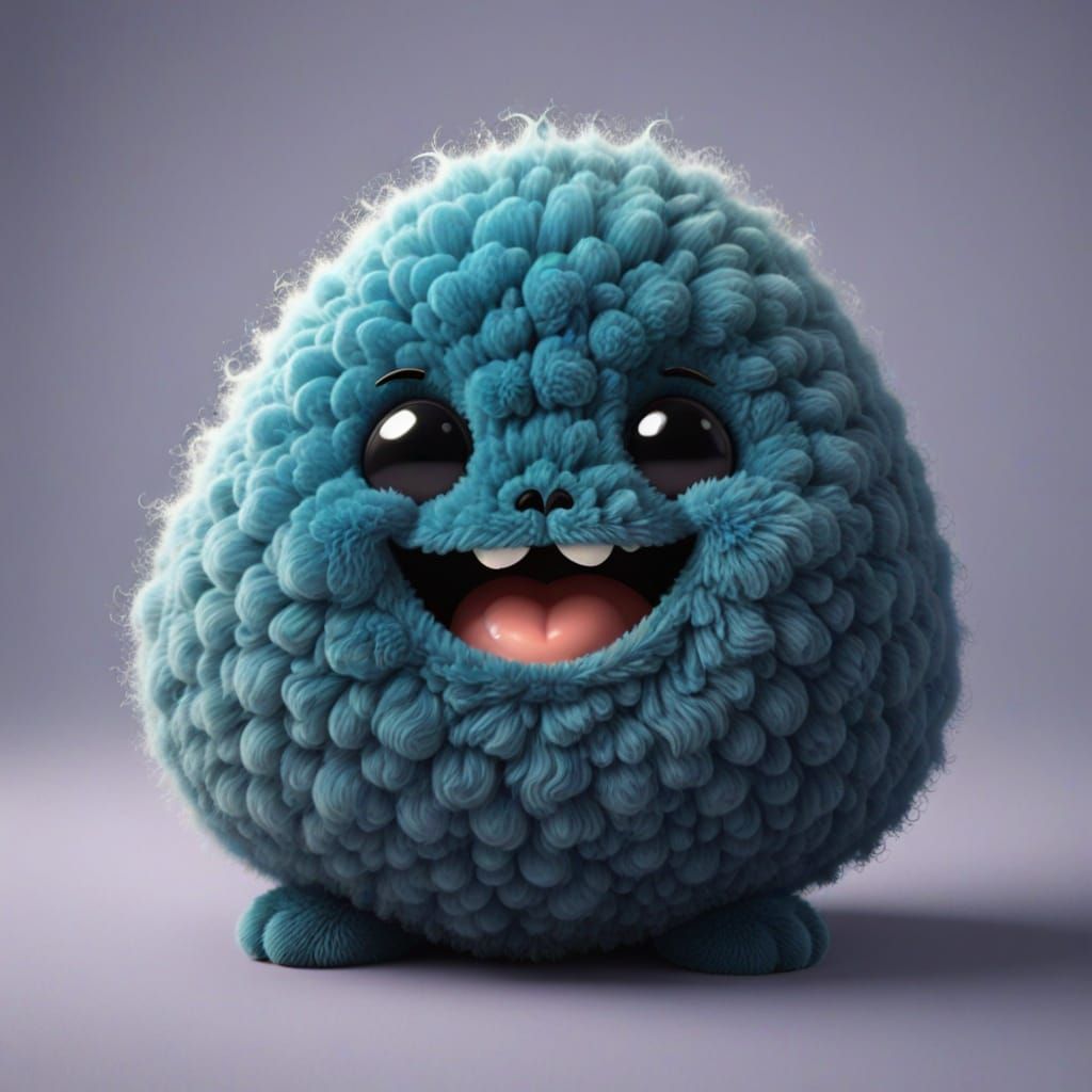 Adorable Fuzzy Blob Character