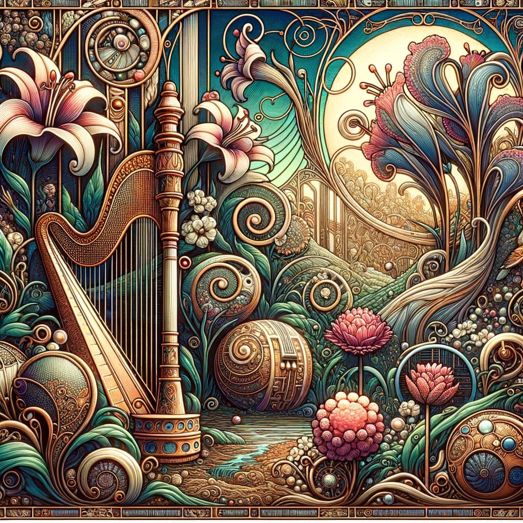 Art Nouveau Garden: Flowers Bloom as Musical Instruments