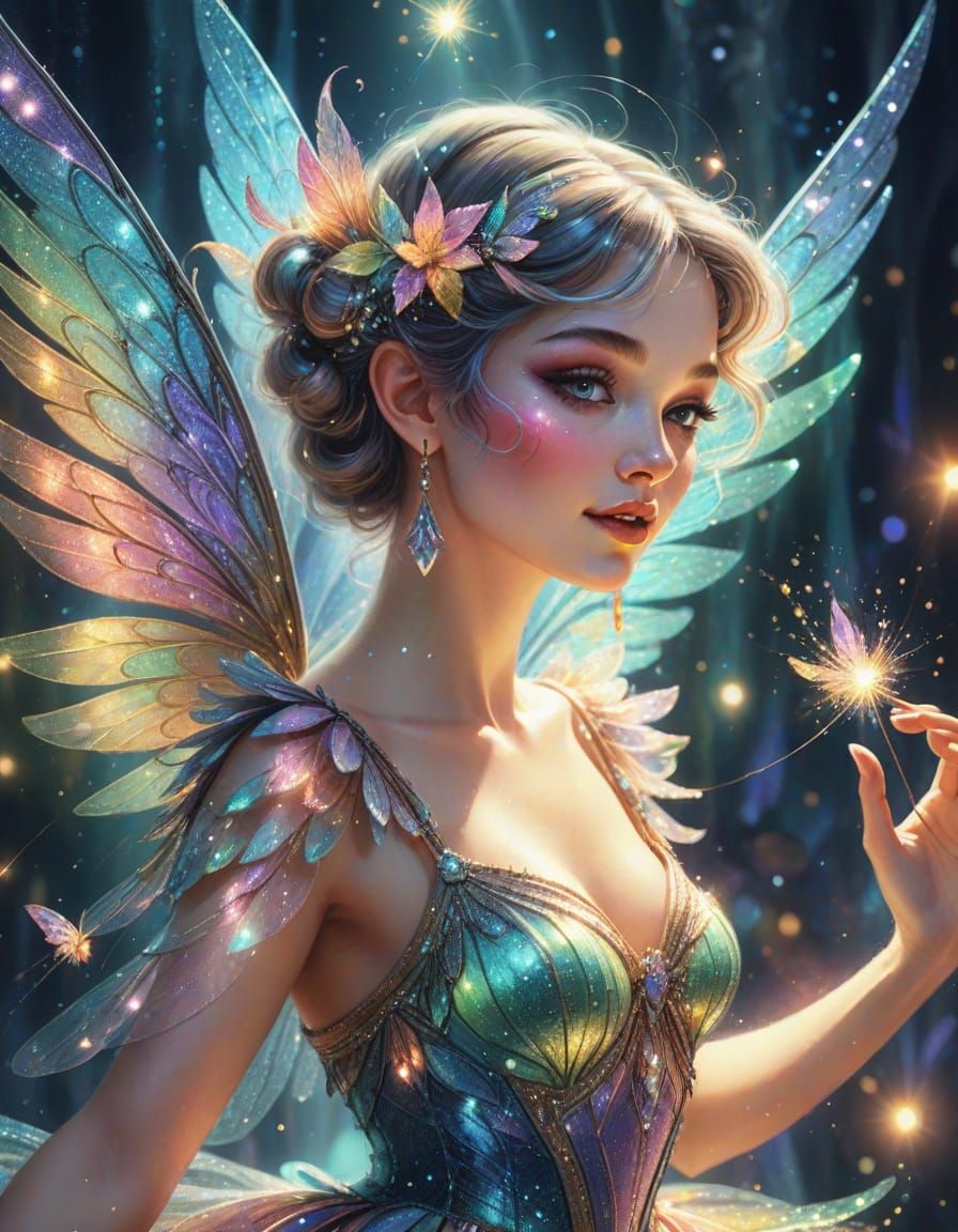 Magical Pixie Girl Performing On Stage in Retro Style