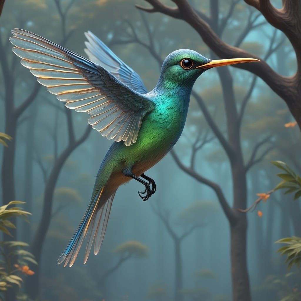 Glass Hummingbird in Flight, Art