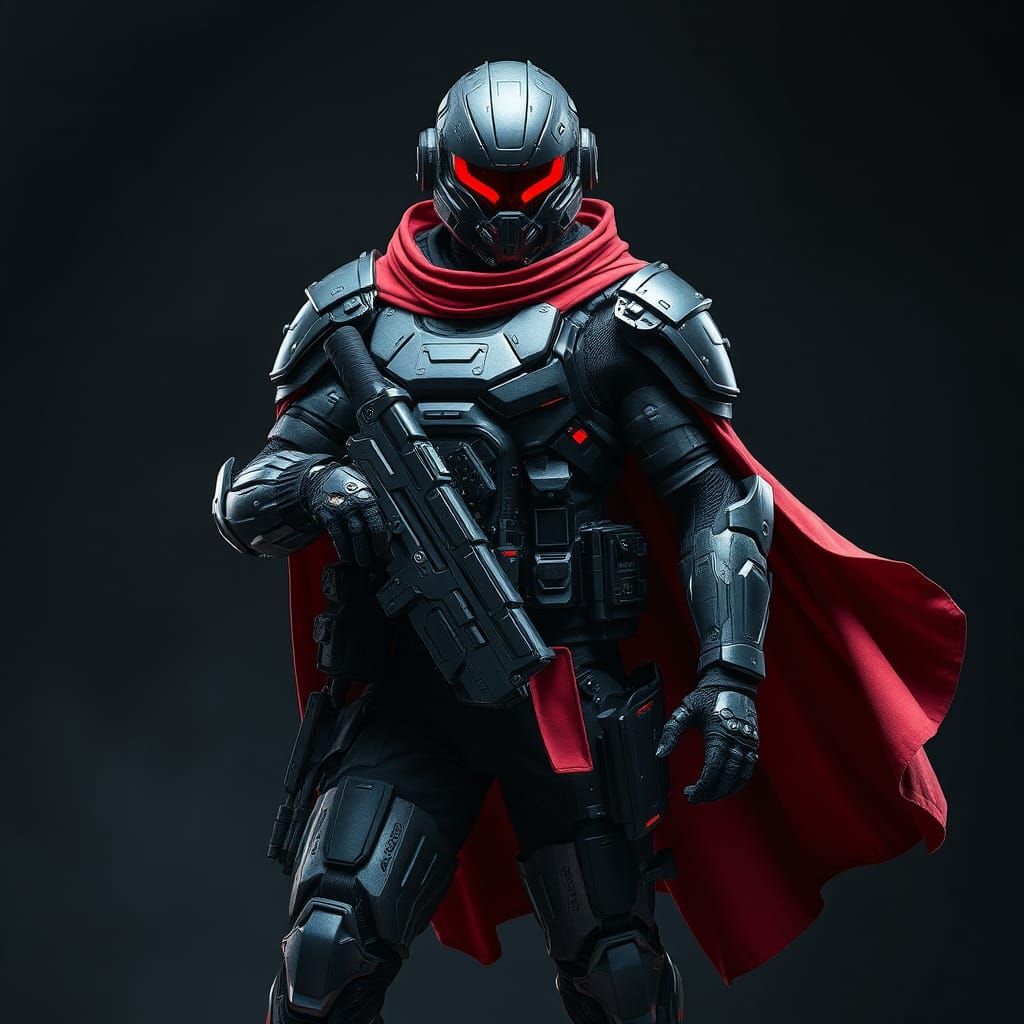 Futuristic Soldier in High-Tech Armor, Sci-Fi Style