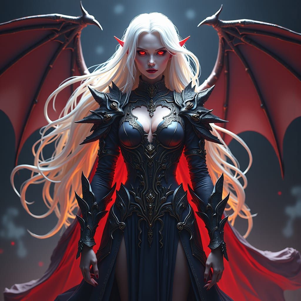 Majestic Dhampir Woman in Ornate Armor, 8K