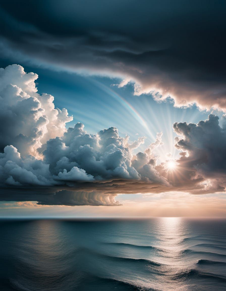 Majestic Sandcastle Under Ethereal Clouds