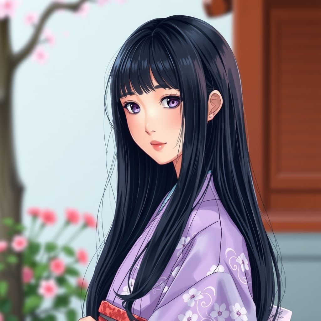 Anime Girl in Kimono, Studio Trigger Style