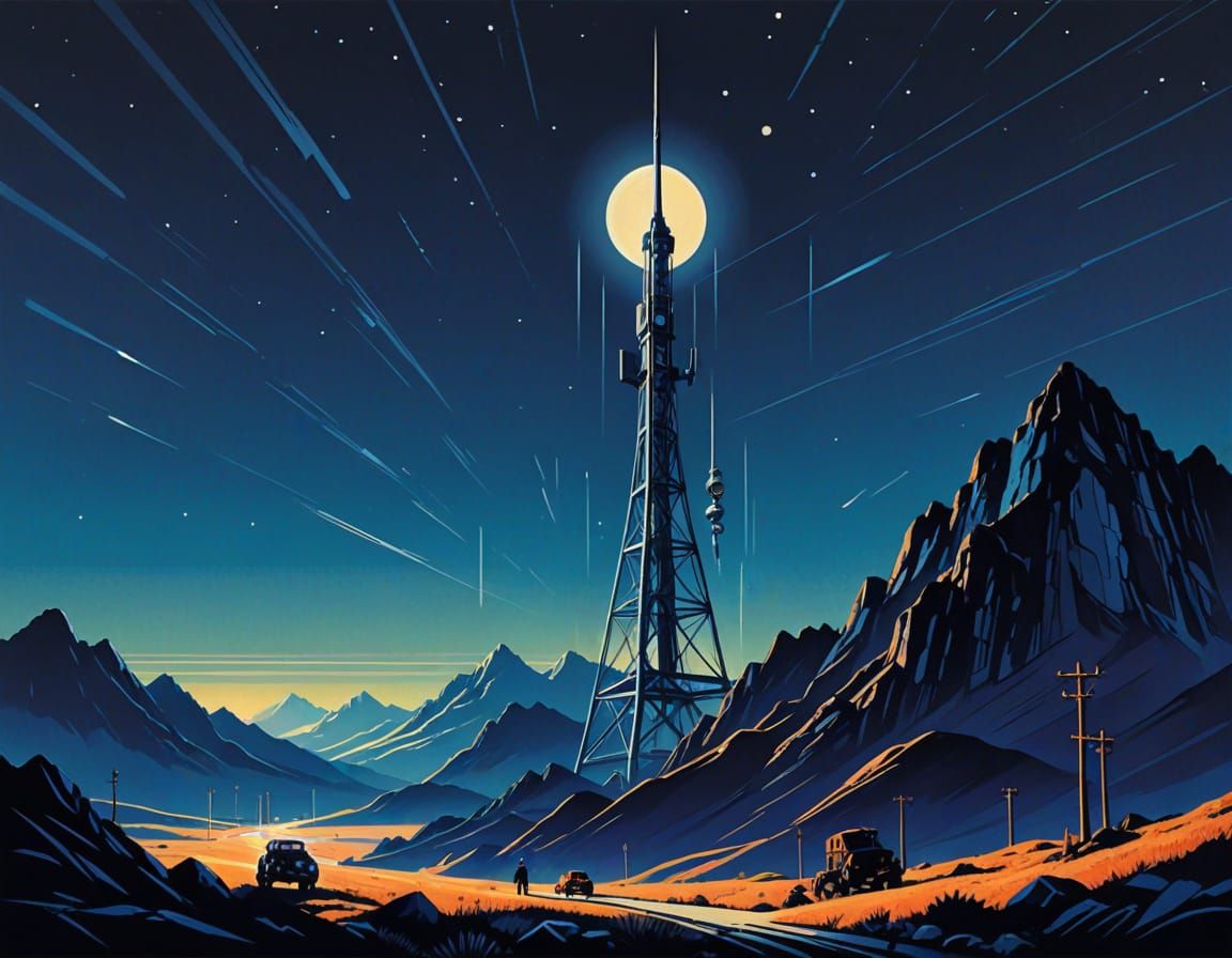 Futuristic Art Deco Radio Mast Movie Poster