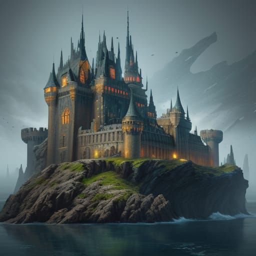 Castle Built on Crashed Spaceship: Fantasy Concept Art