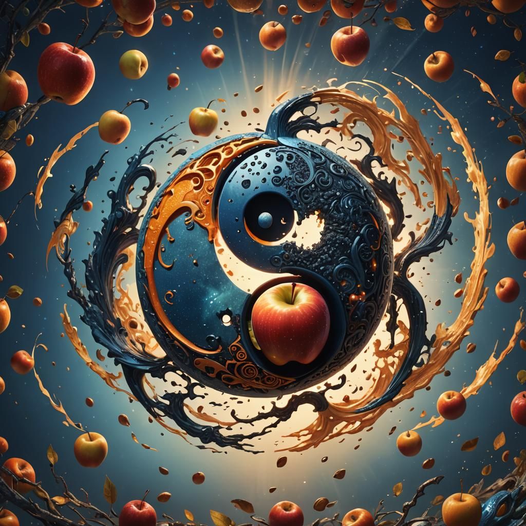 Surreal Yin Yang Apple Concept Art