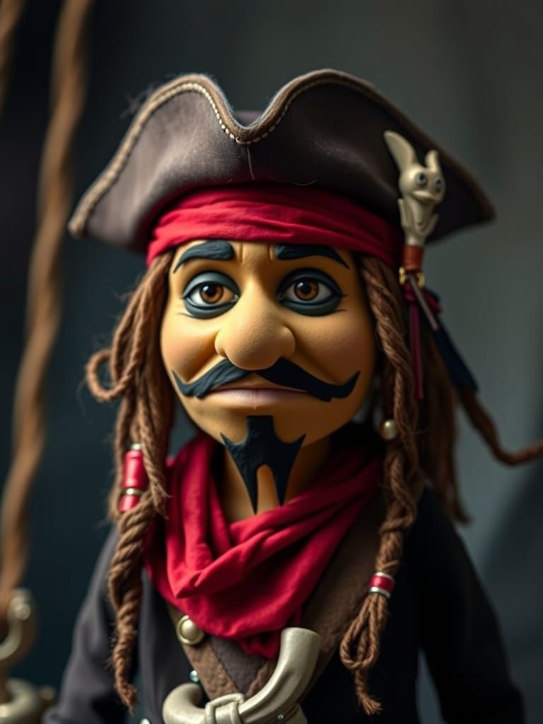 Felt Muppet Pirate: A Sad Captain Sparrow