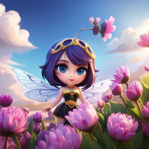 Adorable Chibi Bumblebee with Big Eyes