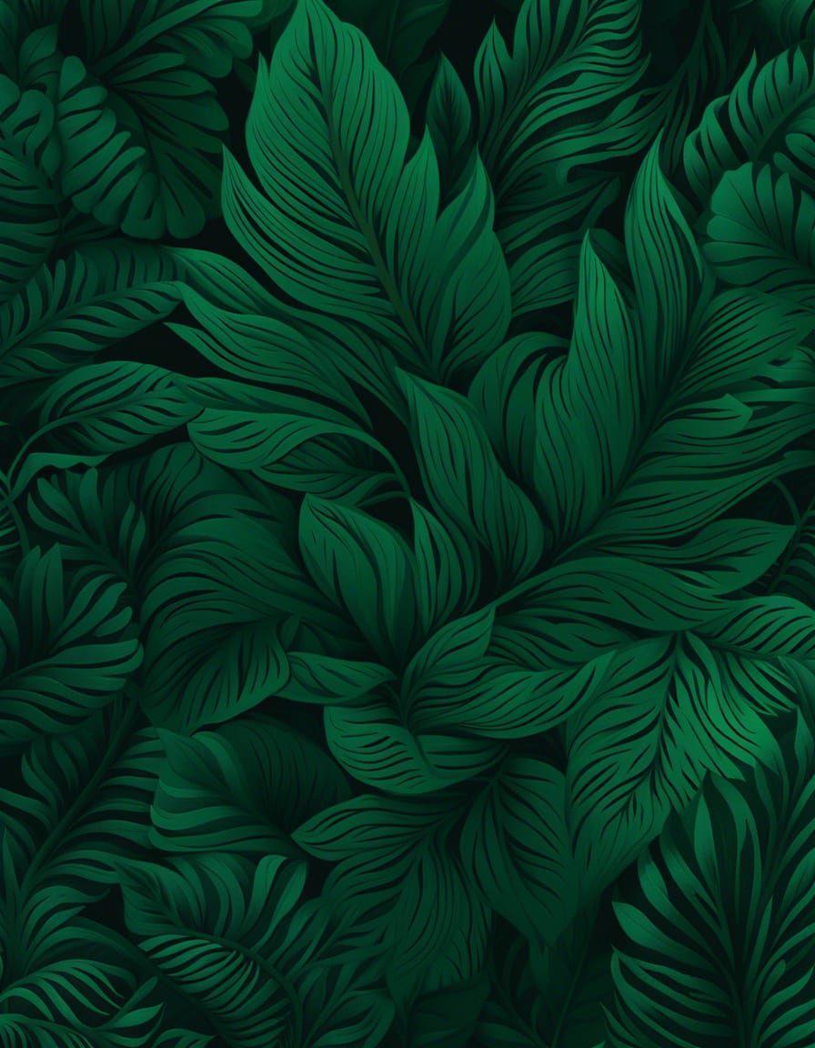 Abstract Black and Green Design on Green Wallpaper