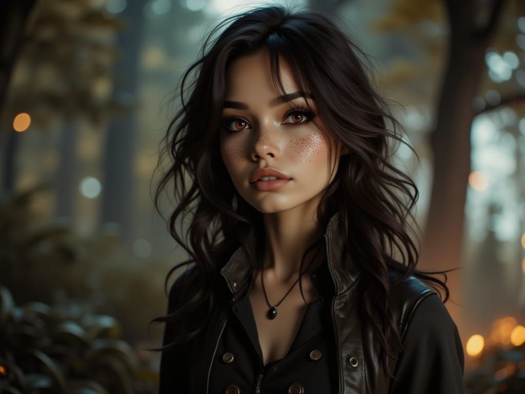 Young Mad Scientist Woman in Dramatic Lighting