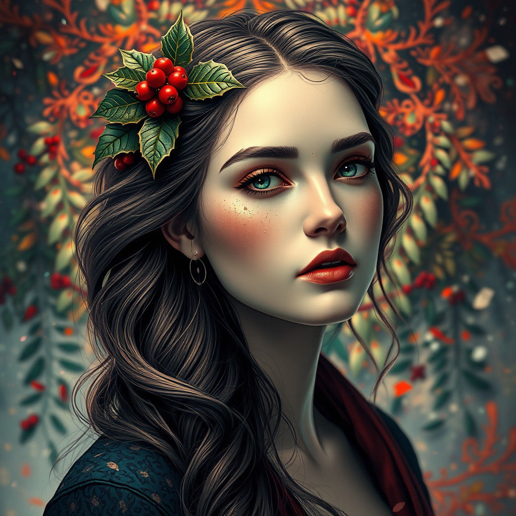 Festive Woman Portrait in Art Nouveau Style