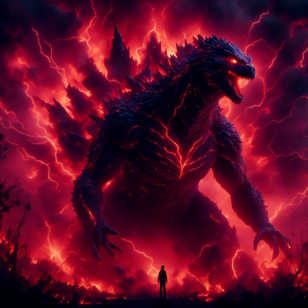 Godzilla-like Entity Dominates a Warzone Night Sky