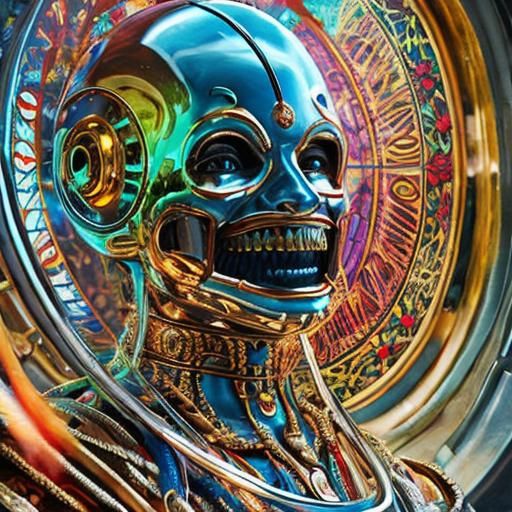 Golden Crystal Knight in Synthwave Style