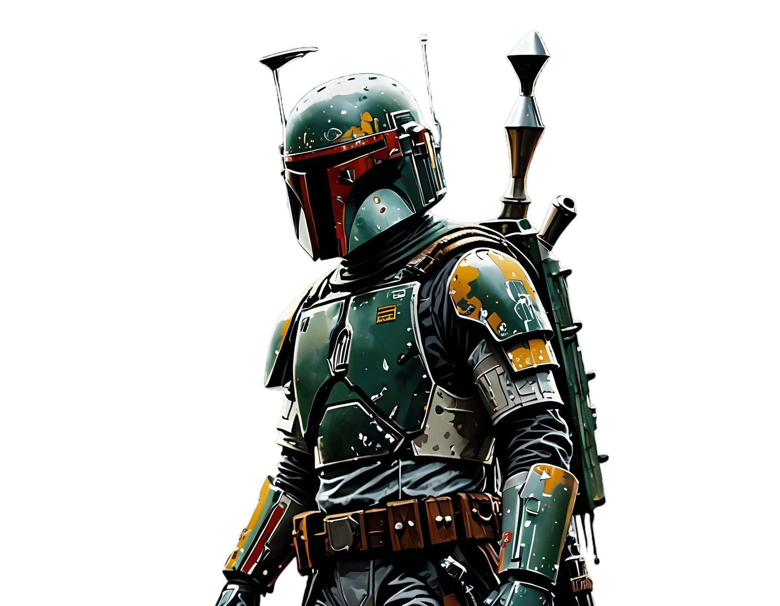 Dark Starry Night Boba Fett: Cyberpunk Fantasy Portrait