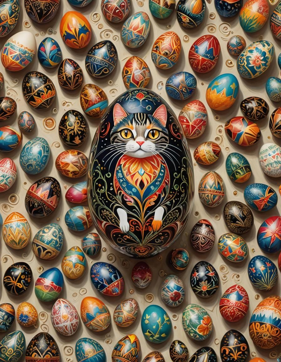 Cat Pysanky Eggs