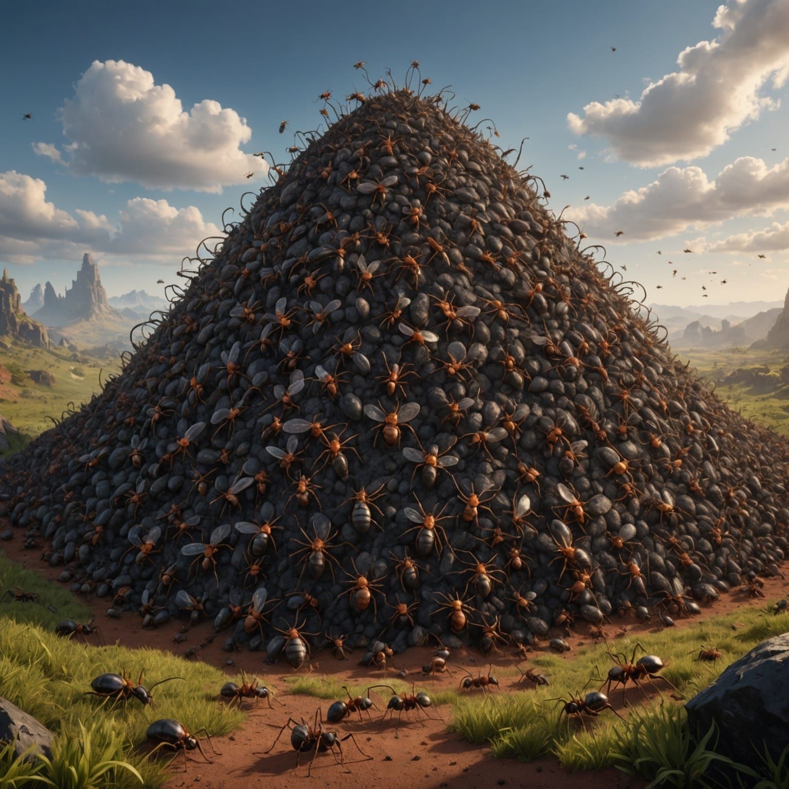 Detailed Ant Hill Digital Painting