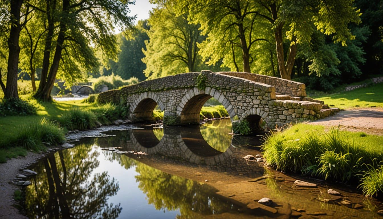 Picturesque Stone Bridge in French Countryside