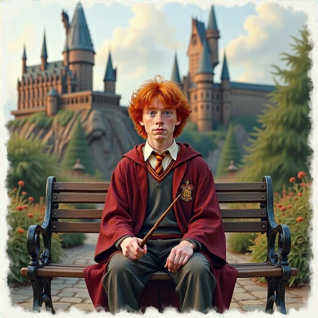 Ron Weasley Portrait in Whimsical Magical Style
