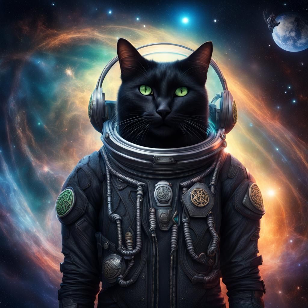 Celtic Cat Astronaut in Space