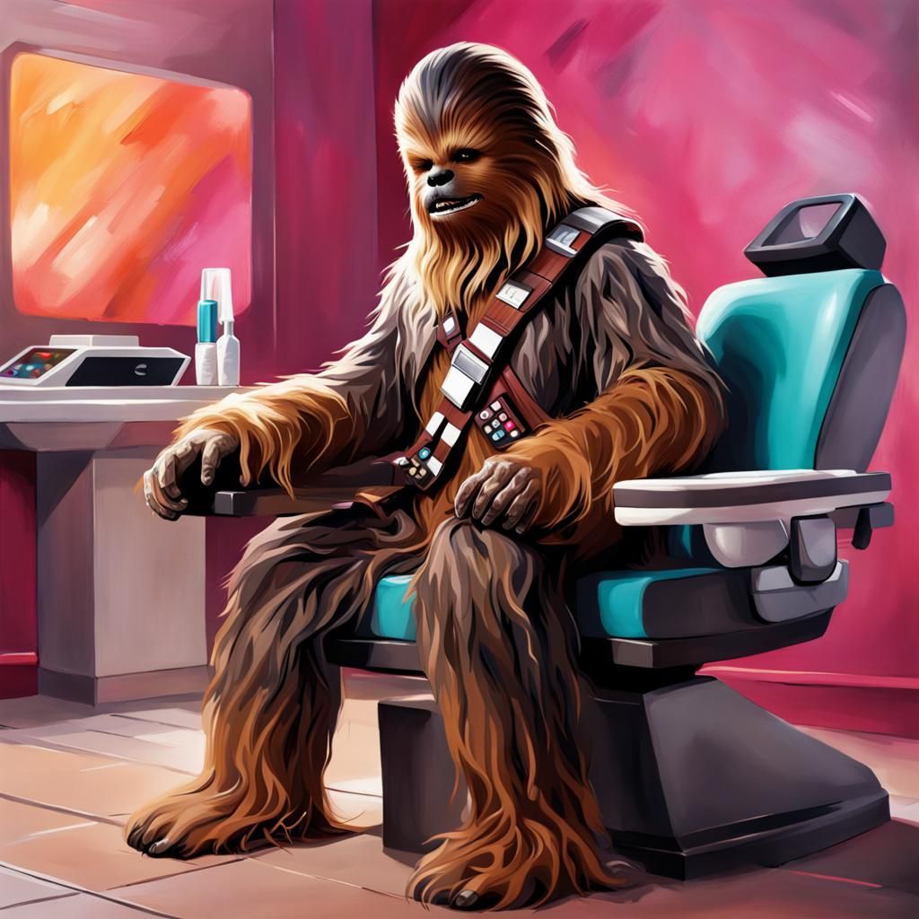 chewbacca getting a pedicure
