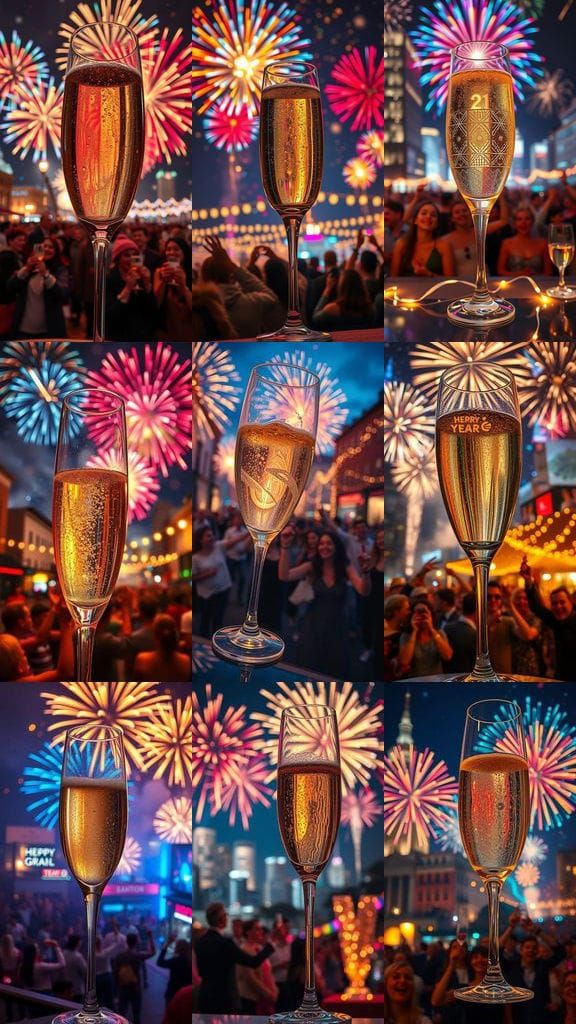 Hyper-Realistic Champagne Glass in Sparkling New Year's Eve....