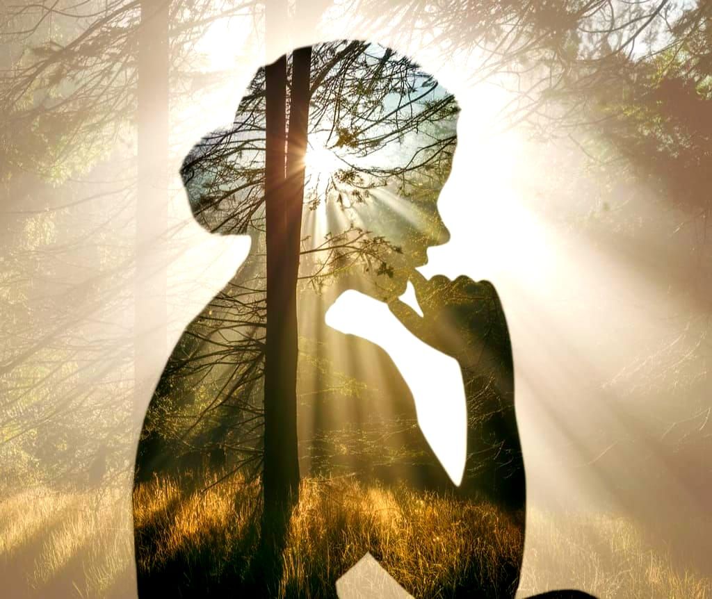 Serene Forest and Woman Double Exposure, Fine Art Photograph...