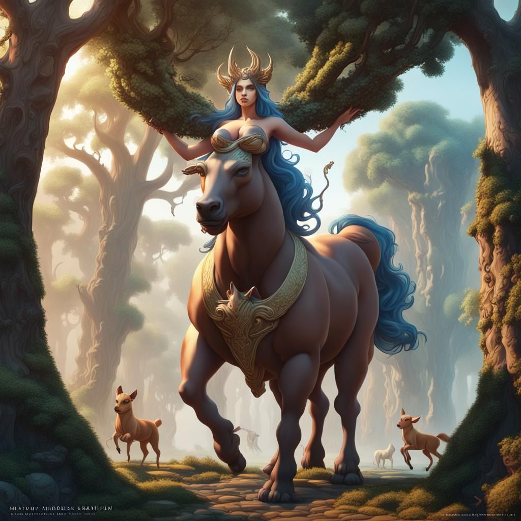 Cartoon Centaur in Detailed Matte Painting Style