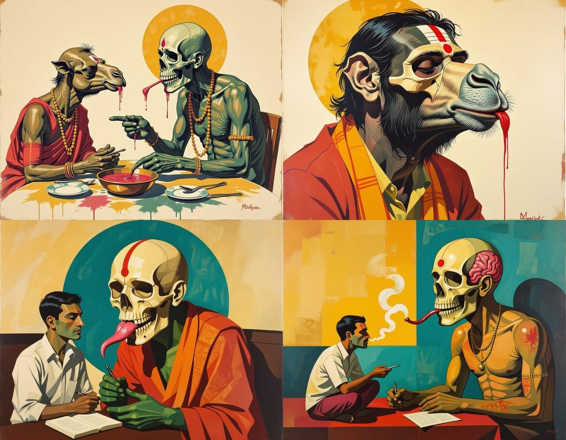 Surreal Brutal India Scene in Art Deco Style