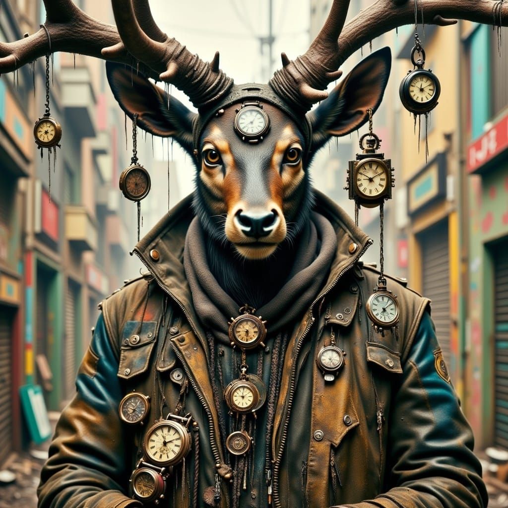 Trashpunk Deer Watch Vendor with Antlers