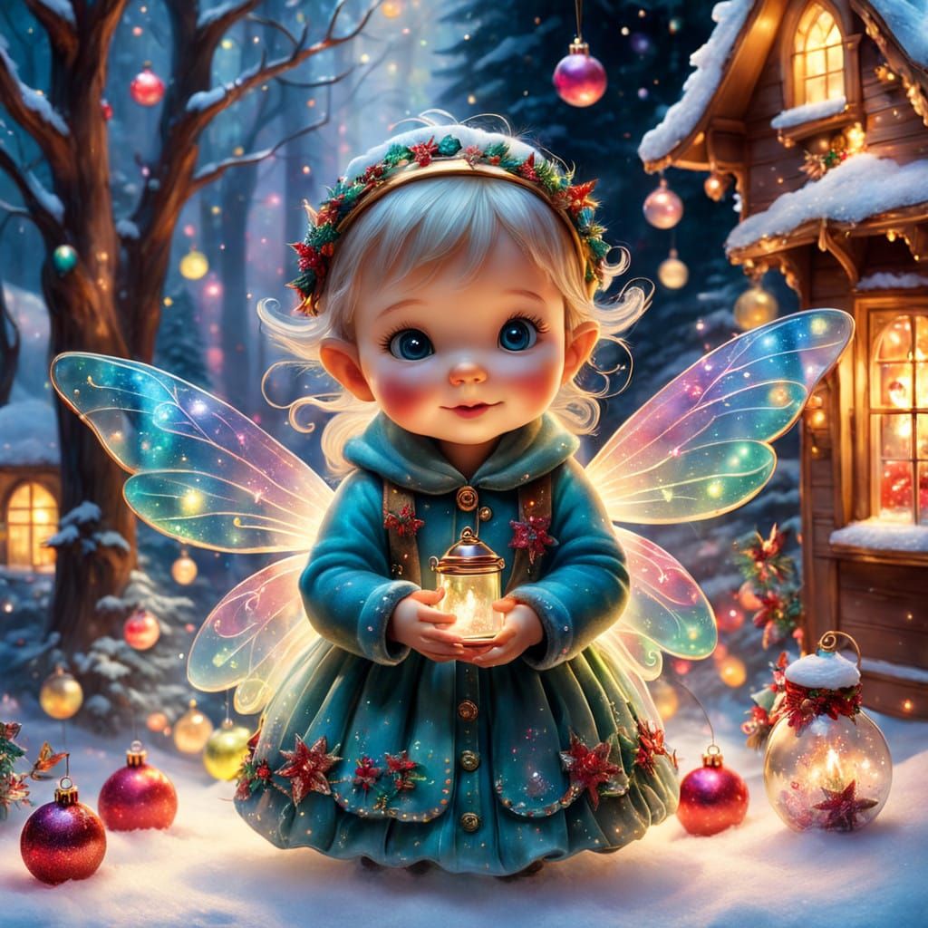 Glass-Like Christmas Fairies Dance in Whimsical Wonderland S...