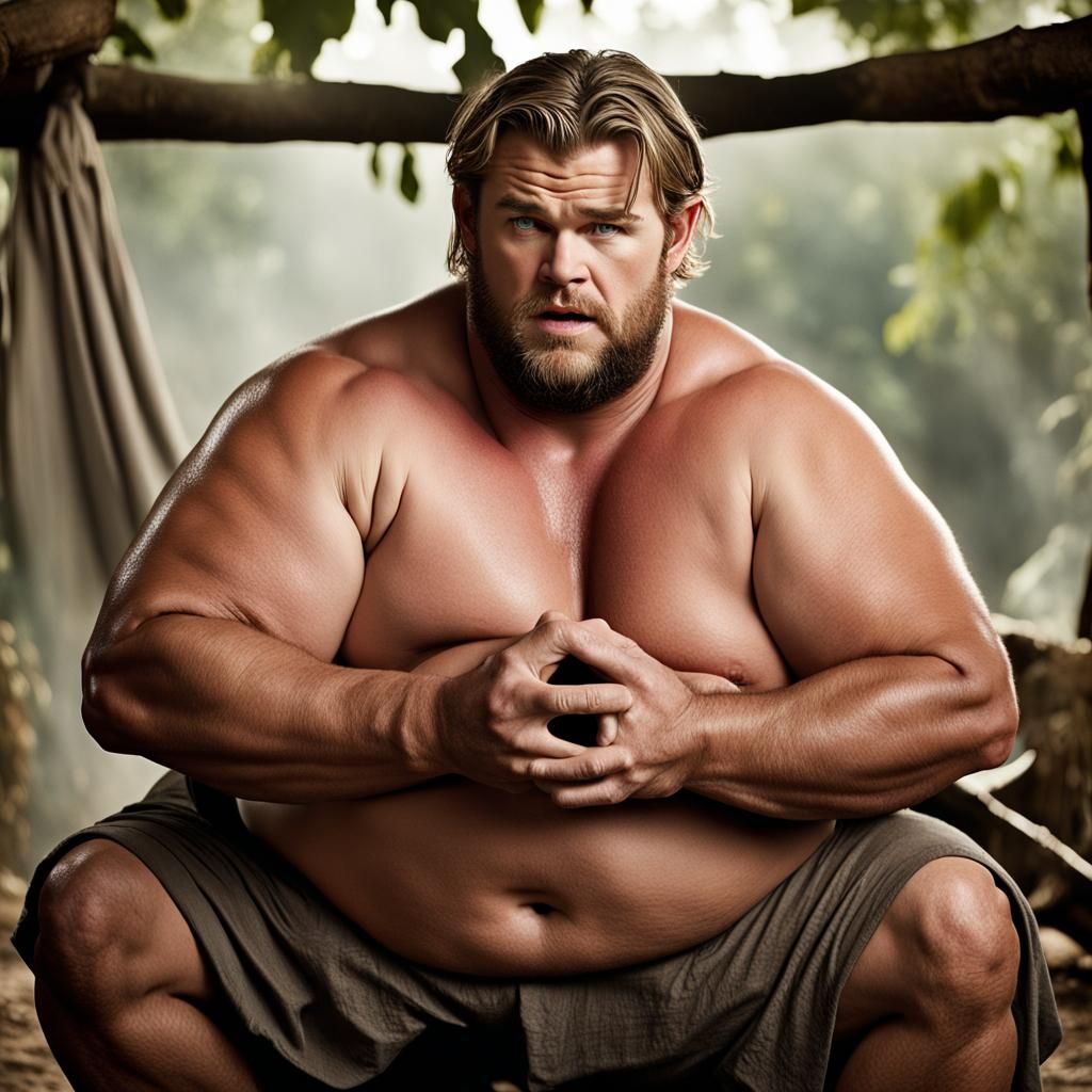 Close-Up Portrait of an Extremely Obese Man