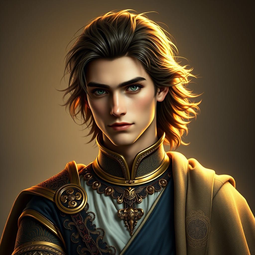 Elegant Hero in Ornate Attire