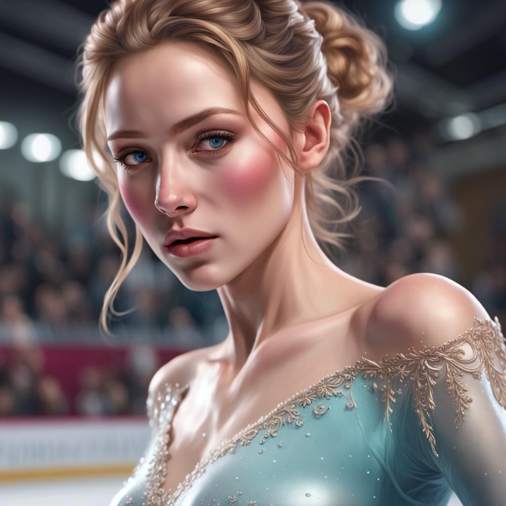 Dynamic Figure Skating Portrait in Hyperdetailed Style