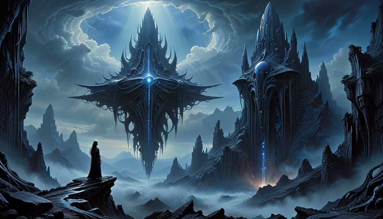 Surreal Dreamscapes: Ethereal Figure at the Edge of a Mystic...