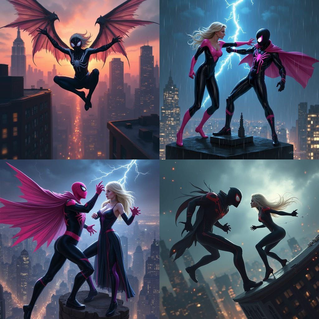 Ghost Spider Confronts Vulture Atop NYC Skyscraper