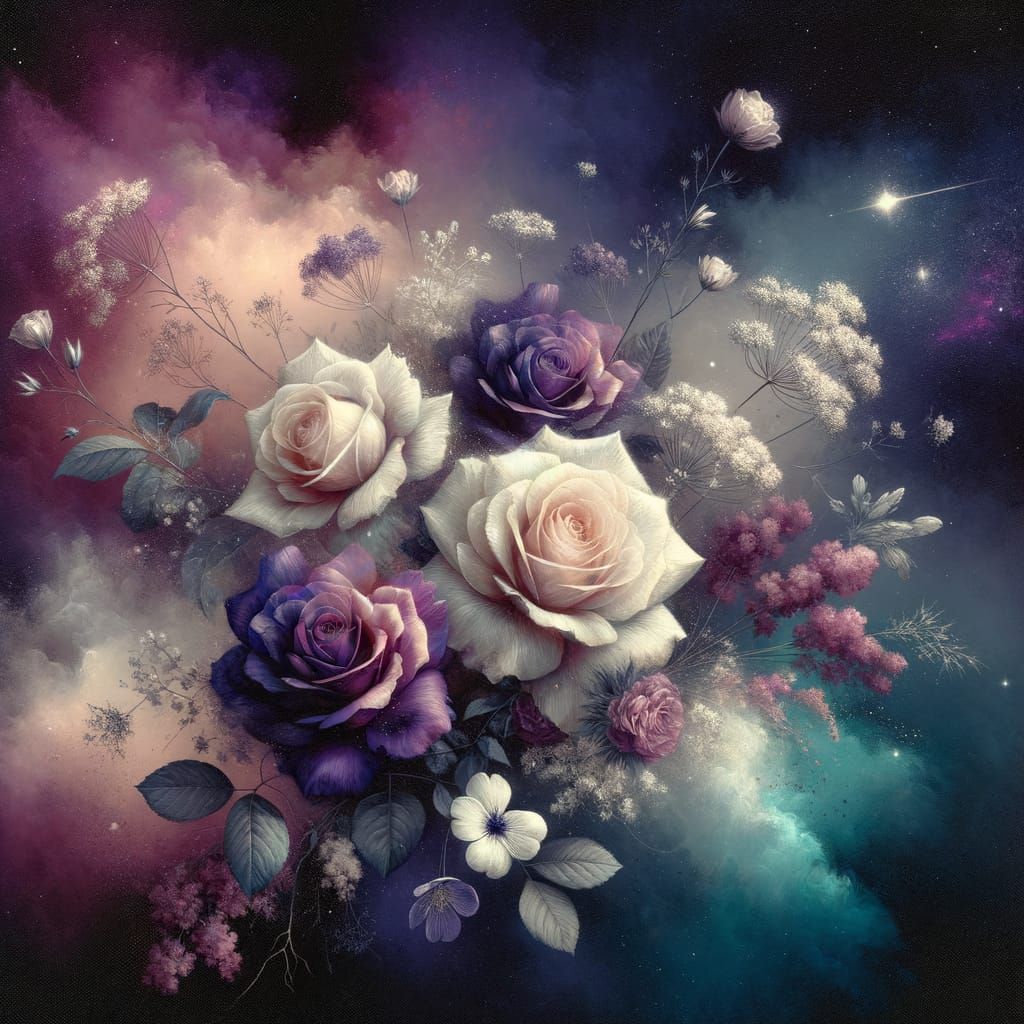 Ethereal Floral Illustration with Luminous Roses